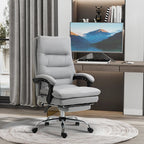Vinsetto Office Chair with Footrest, Double Padding Ergonomic Desk Chair with 6-Point Vibration Massage and Back Heating, Microfibre Fabric with 135° Reclining Back, Grey