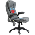 Vinsetto Massage Recliner Chair Heated Office Chair with Six Massage Points Linen-Feel Fabric 360° Swivel Wheels Grey