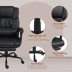Vinsetto 6-Point Massage Office Chair, PU Leather Desk Chair with Adjustable Height and Footrest for Home Office, Black