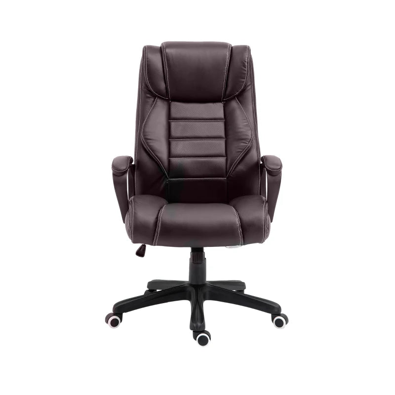 Vinsetto Office Chair with 6-Point Maaage, PU Desk Chair with Padded Seat and Armrest, Computer Chair with Tilt Function for Home, Brown