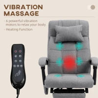Vinsetto Office Chair with 6-point Vibration Massage and Heat, Computer Chair with Adjustable Height, Head Pillow, Footrest for Home, Grey