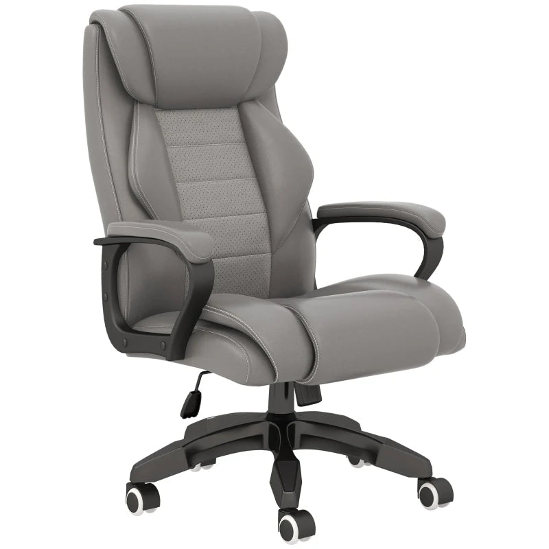 Vinsetto Office Chair with 6-Point Maaage and Back Heat, PU Desk Chair with Padded Seat and Armrest, Computer Chair with Tilt Function for Home, Grey