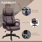 Vinsetto Office Chair with 6-Point Maaage, PU Desk Chair with Padded Seat and Armrest, Computer Chair with Tilt Function for Home, Brown