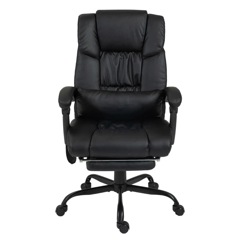 Vinsetto 6-Point Massage Office Chair, PU Leather Desk Chair with Adjustable Height and Footrest for Home Office, Black