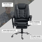 Vinsetto Office Chair with 6 Point Massage and Back Heat, PU Desk Chair with Footrest Adjustable Height and Swivel Wheels, Back Reclining, Black