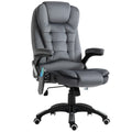 Vinsetto Massage Recliner Chair Heated Office Chair with Six Massage Points Velvet-Feel Fabric 360° Swivel Wheels Grey
