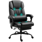Vinsetto 6-Point Massage Office Chair, PU Leather Desk Chair with Adjustable Height and Footrest for Home Office, Black