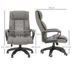 Vinsetto Office Chair with 6-Point Maaage and Back Heat, PU Desk Chair with Padded Seat and Armrest, Computer Chair with Tilt Function for Home, Grey