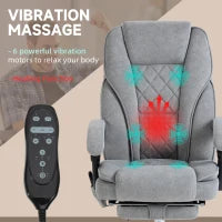 Vinsetto Massage Office Chair, Heated Reclining Computer Chair with Adjustable Height and Footrest, Grey
