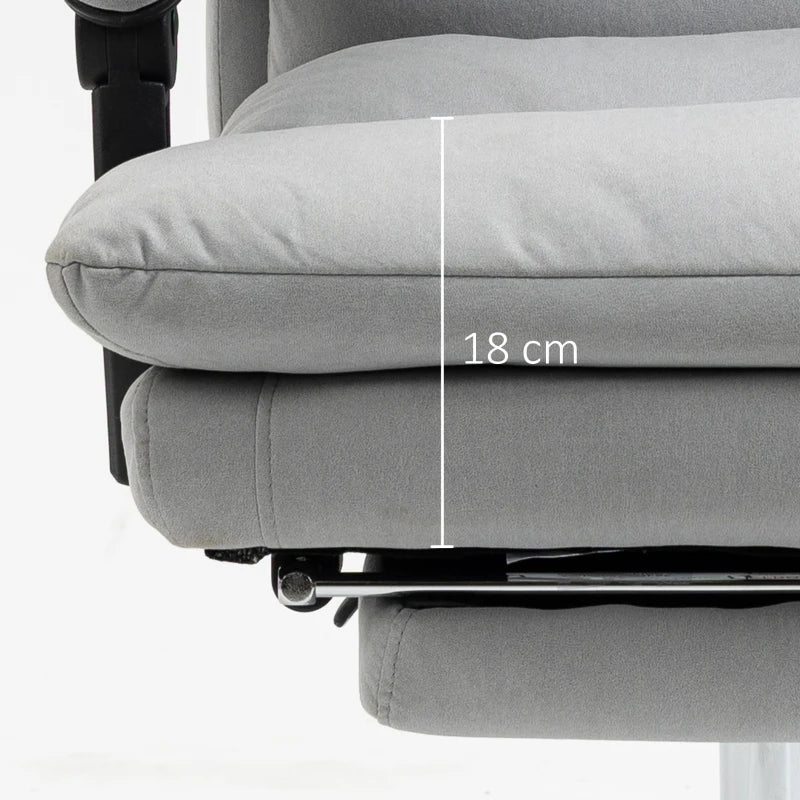 Vinsetto Office Chair with Footrest, Double Padding Ergonomic Desk Chair with 6-Point Vibration Massage and Back Heating, Microfibre Fabric with 135° Reclining Back, Grey