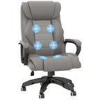 Vinsetto Office Chair with 6-Point Maaage and Back Heat, PU Desk Chair with Padded Seat and Armrest, Computer Chair with Tilt Function for Home, Grey