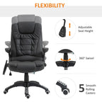 HOMCOM 6-Point Massage Office Chair with Seat Heated for Home Office, PU Leather High Back Executive Desk Chair with Adjustable Height and 360° Swivel for Work Study, Black