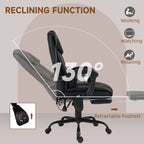 Vinsetto 6-Point Massage Office Chair, PU Leather Desk Chair with Adjustable Height and Footrest for Home Office, Black