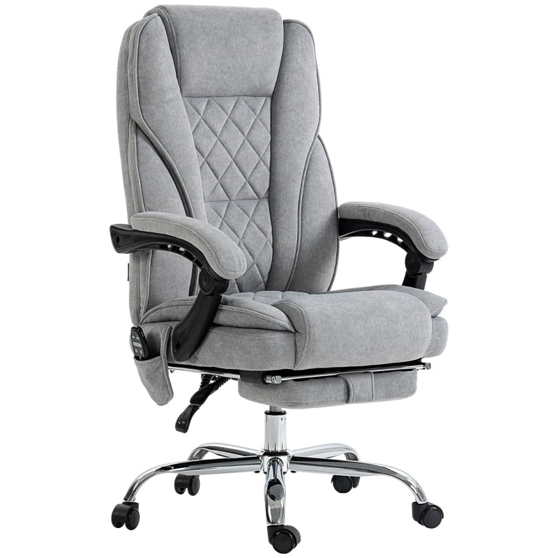 Vinsetto Massage Office Chair, Heated Reclining Computer Chair with Adjustable Height and Footrest, Grey