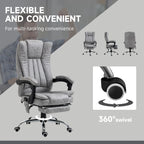 Vinsetto Office Chair with Massage and Heat, Microfibre Reclining Computer Desk Chair with Footrest and Adjustable Height, Swivel Wheels for Home Office, Grey