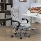 Vinsetto Massage Office Chair, Heated Reclining Computer Chair with Adjustable Height and Footrest, Grey