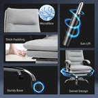 Vinsetto Office Chair with Footrest, Double Padding Ergonomic Desk Chair with 6-Point Vibration Massage and Back Heating, Microfibre Fabric with 135° Reclining Back, Grey