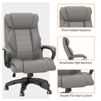 Vinsetto Office Chair with 6-Point Maaage and Back Heat, PU Desk Chair with Padded Seat and Armrest, Computer Chair with Tilt Function for Home, Grey