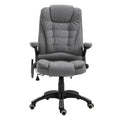 Vinsetto Massage Recliner Chair Heated Office Chair with Six Massage Points Linen-Feel Fabric 360° Swivel Wheels Grey