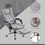Vinsetto Office Chair with Massage and Heat, Microfibre Reclining Computer Desk Chair with Footrest and Adjustable Height, Swivel Wheels for Home Office, Grey