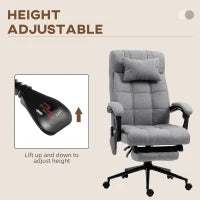 Vinsetto Office Chair with 6-point Vibration Massage and Heat, Computer Chair with Adjustable Height, Head Pillow, Footrest for Home, Grey