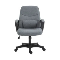 Vinsetto Office Chair, Fabric Desk Chair Mid Back Work Study Chair with Massage Lumbar Support, Adjustable Height and Swivel Wheels, Grey