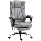Vinsetto Office Chair with Massage and Heat, Microfibre Reclining Computer Desk Chair with Footrest and Adjustable Height, Swivel Wheels for Home Office, Grey