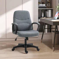 Vinsetto Office Chair, Fabric Desk Chair Mid Back Work Study Chair with Massage Lumbar Support, Adjustable Height and Swivel Wheels, Grey