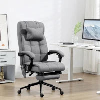 Vinsetto Office Chair with 6-point Vibration Massage and Heat, Computer Chair with Adjustable Height, Head Pillow, Footrest for Home, Grey