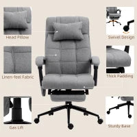 Vinsetto Office Chair with 6-point Vibration Massage and Heat, Computer Chair with Adjustable Height, Head Pillow, Footrest for Home, Grey