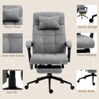 Vinsetto Office Chair with 6-point Vibration Massage and Heat, Computer Chair with Adjustable Height, Head Pillow, Footrest for Home, Grey