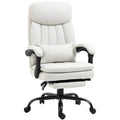 Vinsetto Office Chair, Ergonomic Desk Chair with 6-Point Vibration Massage and Lumbar Heating, Computer Chair with Lumbar Support Pillow, 155° Reclining Back and Footrest, Cream White