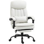Vinsetto Office Chair, Ergonomic Desk Chair with 6-Point Vibration Massage and Lumbar Heating, Computer Chair with Lumbar Support Pillow, 155° Reclining Back and Footrest, Cream White